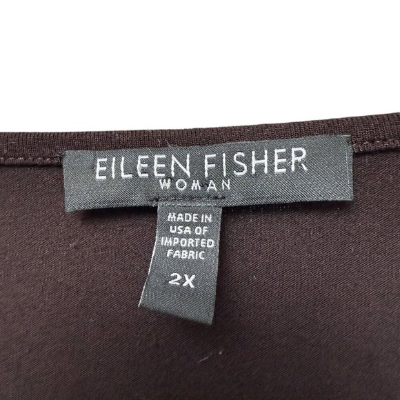 Eileen Fisher Woman Long Sleeve Tee Plus Size 2X Brown Rayon Blend Top - Picture 3 of 7